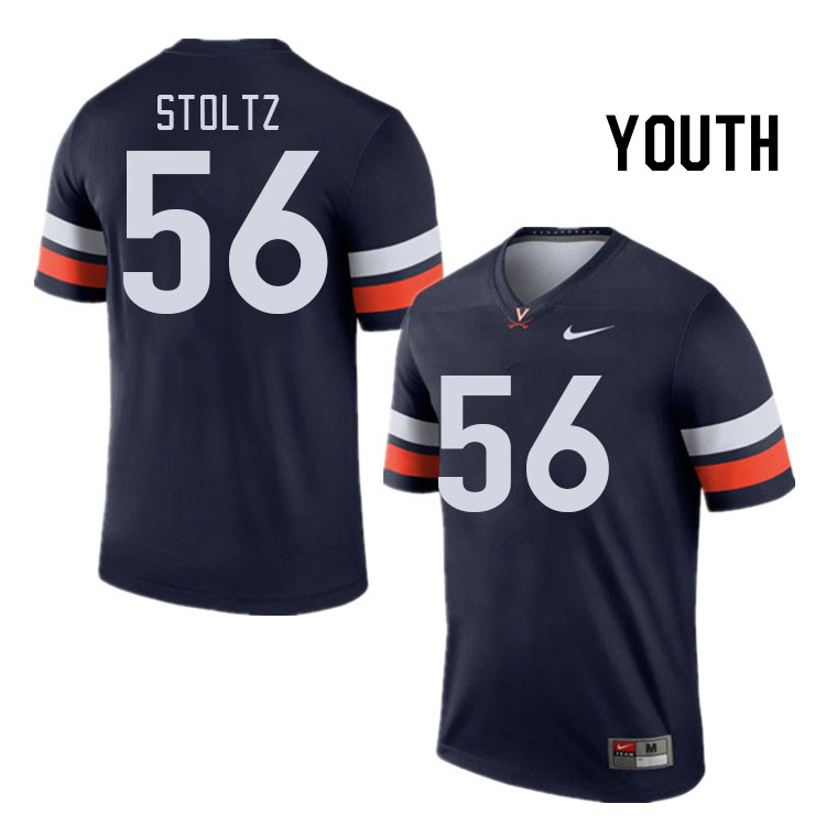 Youth #56 Caleb Stoltz Virginia Cavaliers College Football Jerseys Stitched Sale-Navy - Click Image to Close